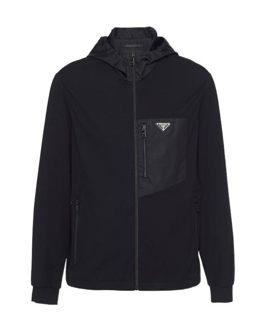 Prada Blue Technical Cotton And Re-Nylon Cardigan for men