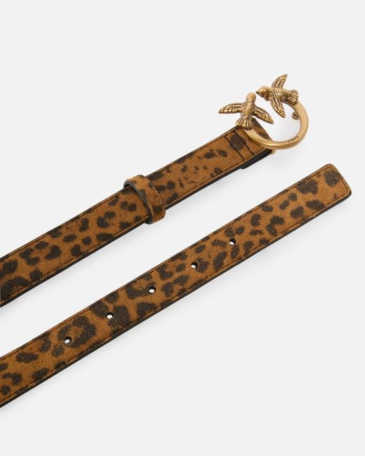 Pinko White Leopard Love Birds Buckled Belt