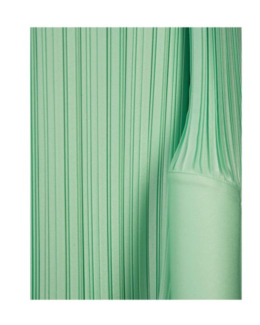 Lanvin Green Pleated Asymmetric-Hem Maxi Skirt