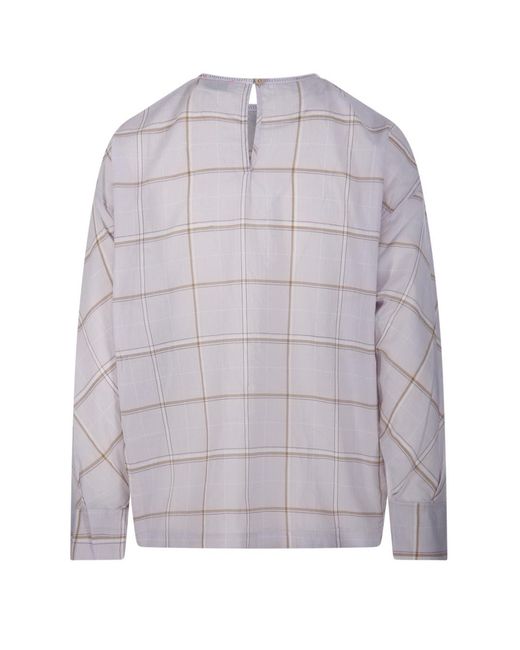 Forte_forte Gray Plaid-Pattern Blouse