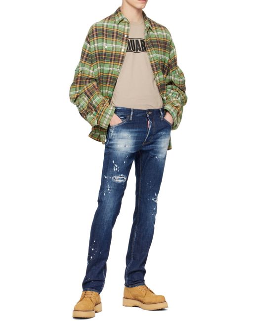 DSquared² Blue Distressed Skinny Jeans for men