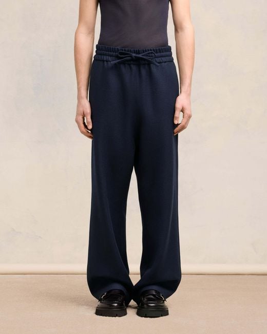 AMI Blue Ami Wide Elasticated Waist Trousers for men