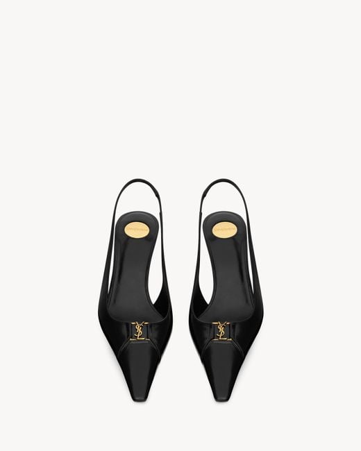 Saint Laurent Black Babylone Breteuil Slingback Pumps