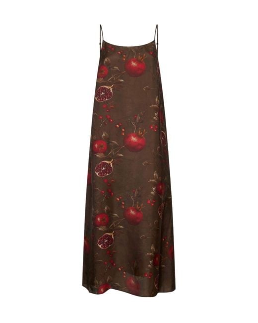 Uma Wang Brown Printed Viscose And Cupro Anaya Dress