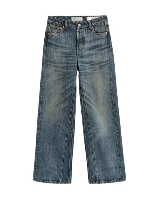 Our Legacy Blue Treble Cut Wide-Leg Jeans