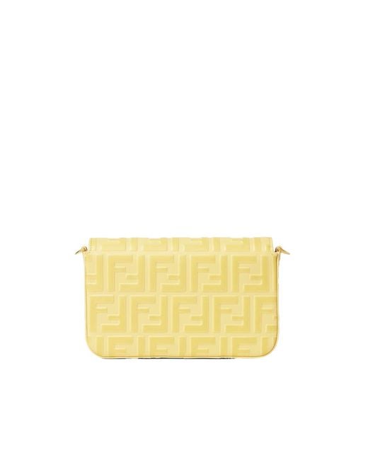 Fendi Yellow Embossed Chain Wallet