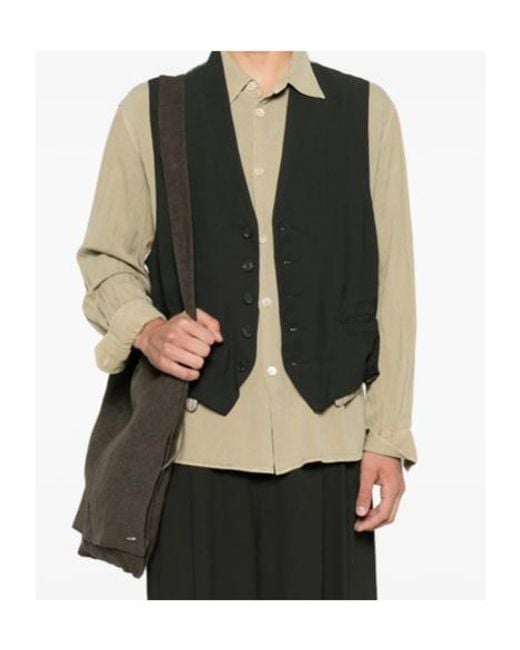 Ziggy Chen Black Patterned-Back Waistcoat for men