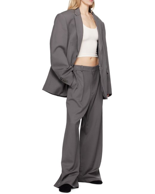 Wardrobe NYC Gray Single-Breasted Blazer