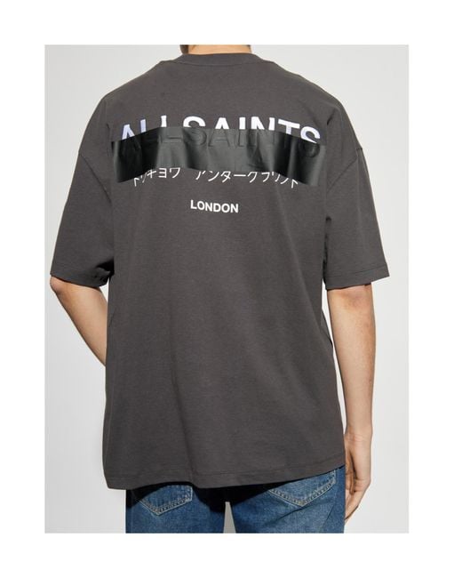 AllSaints Gray Graphic Logo T-Shirt for men