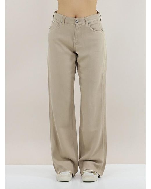 7 For All Mankind Gray Tess Logo-Patch Straight-Leg Trousers
