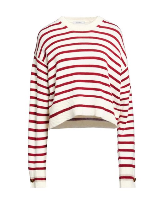 Max Mara Red Wool Striped Sweater