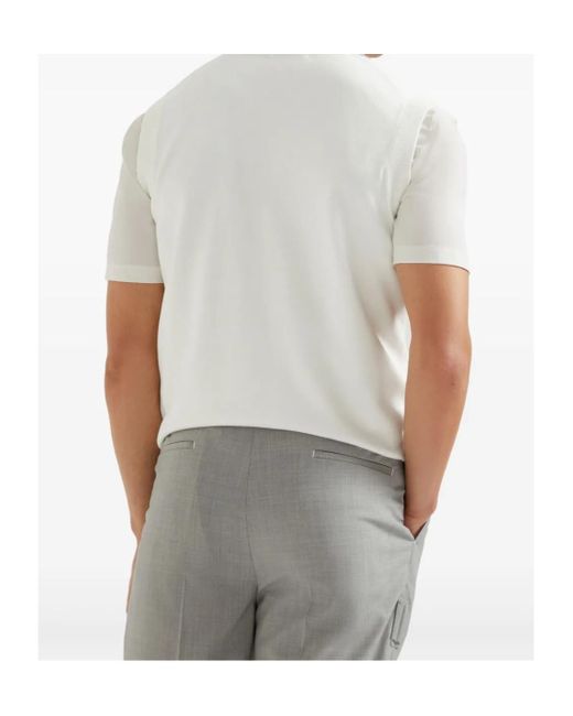 Brunello Cucinelli White V-Neck Logo Embroidered Vest for men