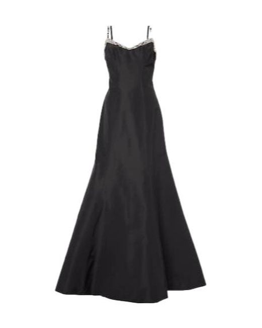Monique Lhuillier Black Tumpet Embellished Silk Gown