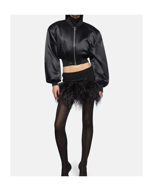 The Attico Black The Cropped Bomber Jacket