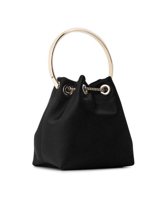 Jimmy Choo Black Satin Drawstring Bucket Bag