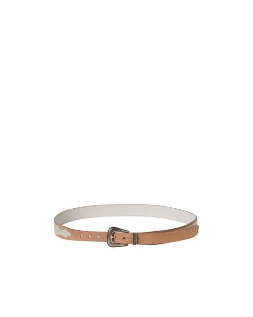 Brunello Cucinelli White Two-Tone Detailed Buckle Belt for men