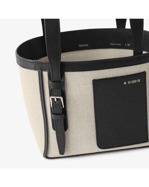 Valextra Black Soft Canvas Bucket Micro Bag