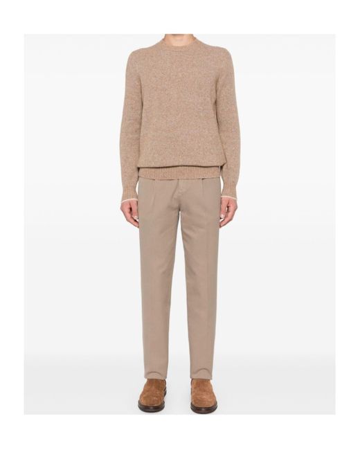 Brunello Cucinelli Natural Pressed-Crease Trousers for men
