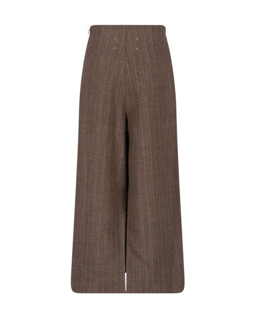 Maison Margiela Brown Herringbone Midi Skirt