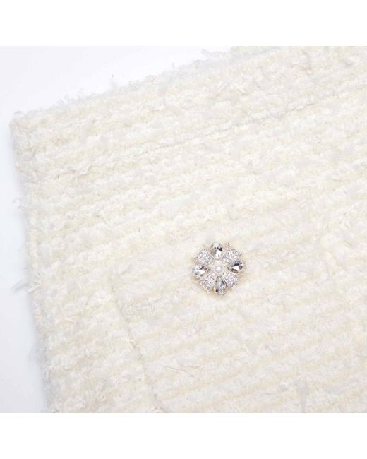 Self-Portrait White Crystal-Embellished Padded-Shoulder Jacket