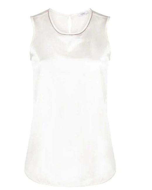 Peserico White Punto Luce-Detail Satin Top