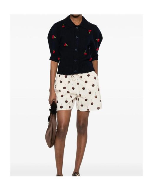 Stine Goya Blue Collared Short-Sleeved Knit Sweater