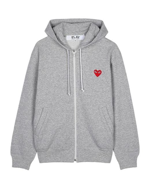 COMME DES GARÇONS PLAY Gray Heart-Logo Zip-Up Hoodie for men