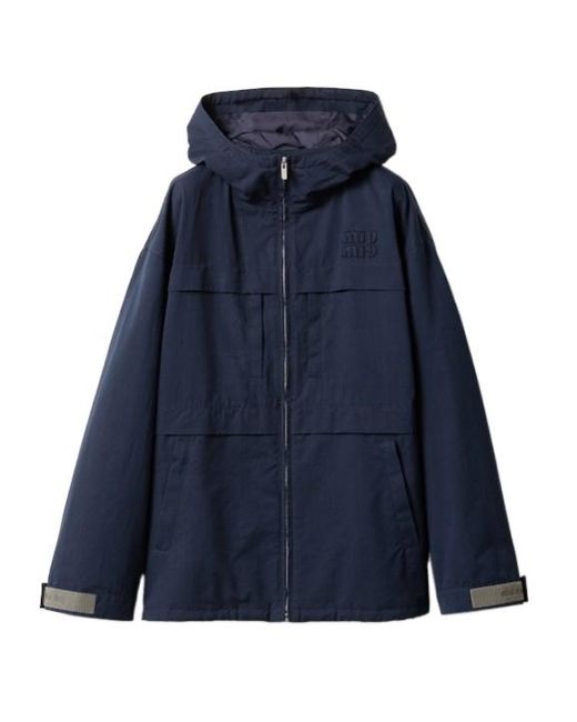 Miu Miu Blue Drawstring Parka Coat