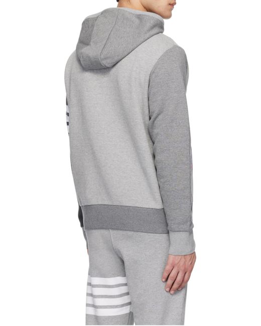 Thom Browne Gray Logo Detailed Drawstring Hoodie for men