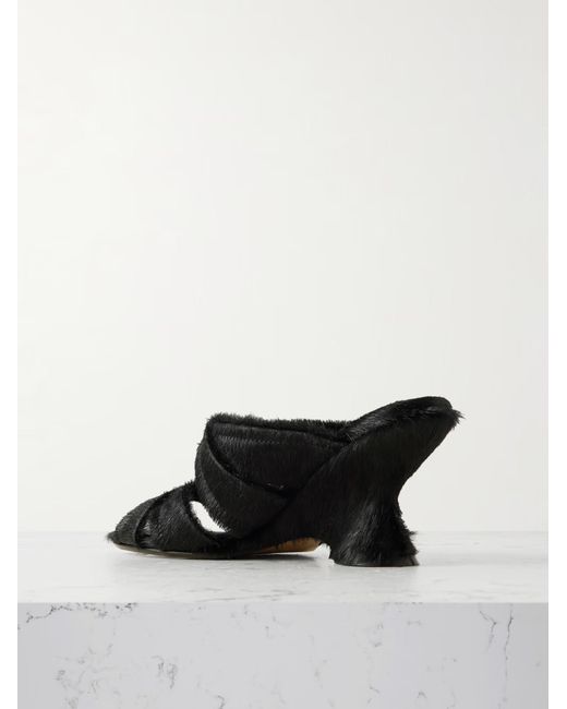 Dries Van Noten Black 75Mm Pony-Hair Sculpted-Heel Sandals