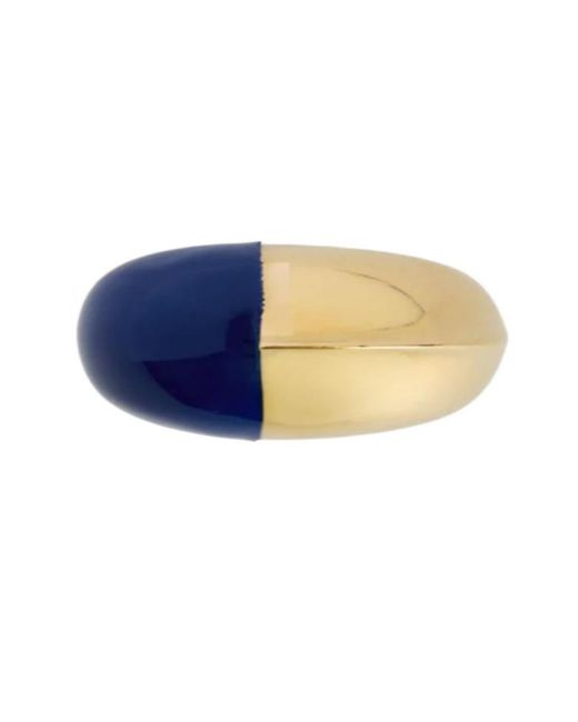 Jil Sander Blue Two-Tone Dome Ring