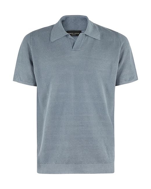Roberto Collina Blue Short-Sleeved Polo Shirt for men