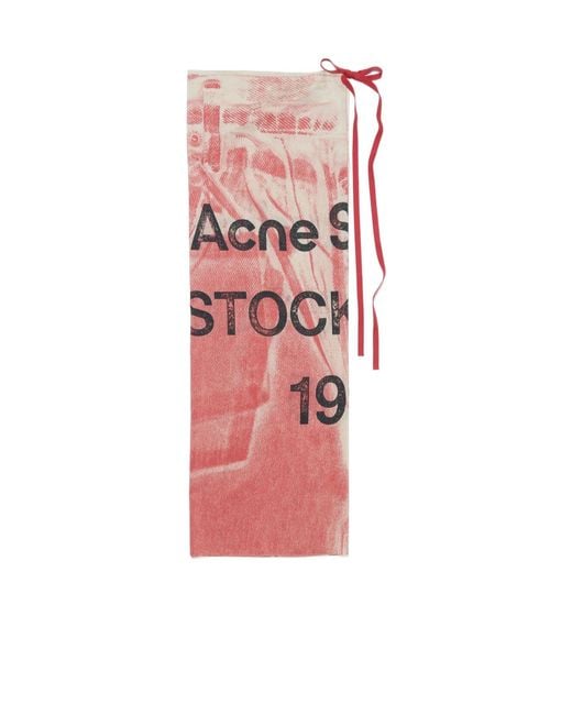 Acne Pink Thin Printed Scarf