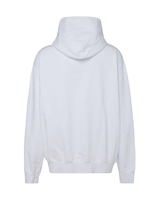 Maison Margiela White Logo Printed Long-Sleeved Hoodie for men