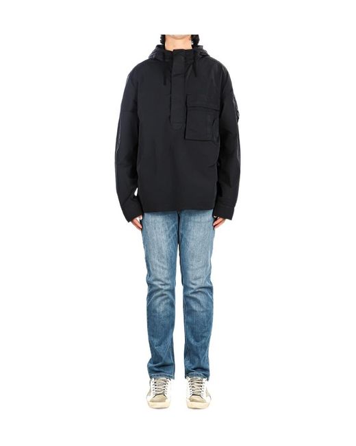 C P Company Black Drawstring-Hood Anorak Jacket for men