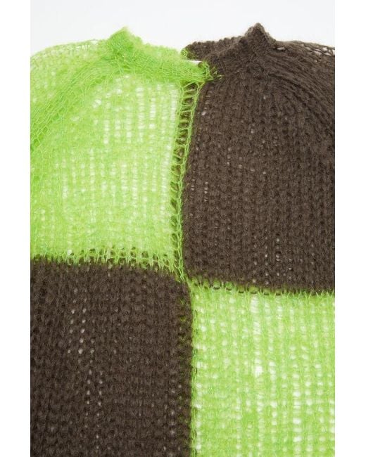 Acne Green Colour-Block Knit Sweater