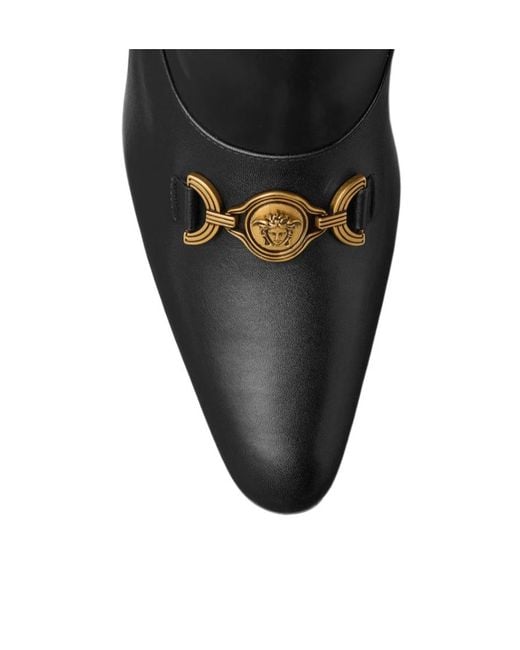 Versace Black Marisa Leather Boots 90 Mm
