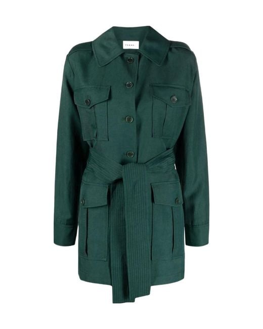 P.A.R.O.S.H. Green Belted Short Trench Coat