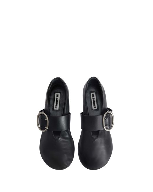 Jil Sander Black Cannolo Buckled Ballerinas