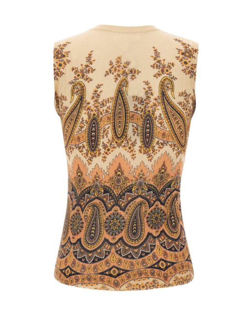 Etro Natural Crew Neck Knitted Vest