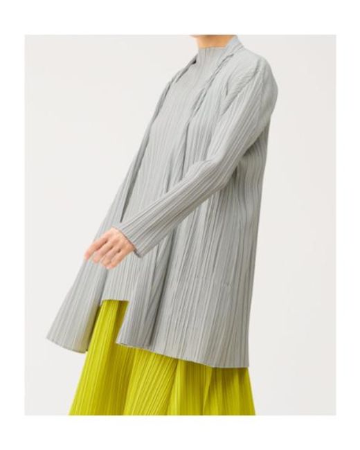 Pleats Please Issey Miyake Gray Pleats Please Issey Miyake Long Pleated Cardigan