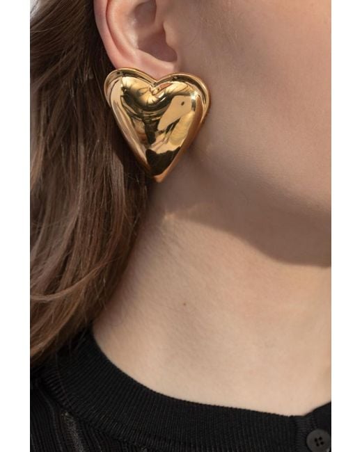 Alaïa Metallic Alaïa Bombe Heart Stud Earrings