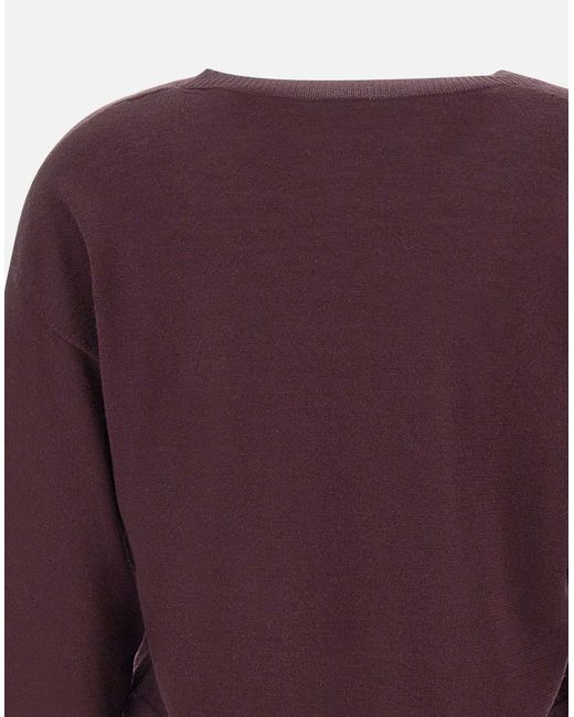Eleventy Purple V-Neck Ribbed Knitwear