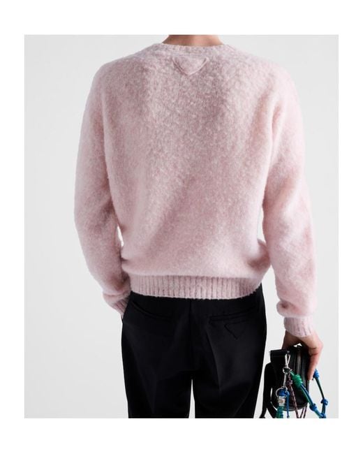 Prada Pink Long Sleeved Crewneck Jumper for men