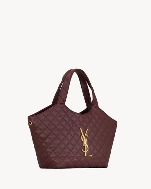 Saint Laurent Purple Icare Quilted Medium Tote Bag