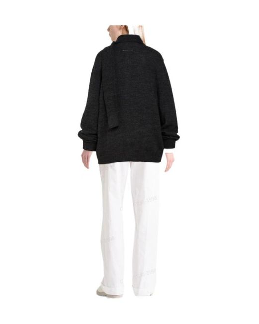 MM6 by Maison Margiela Black Midweight Knit Crew Neck Sweater