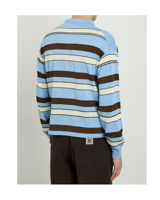 J.W. Anderson Blue Striped Knit Polo Shirt for men