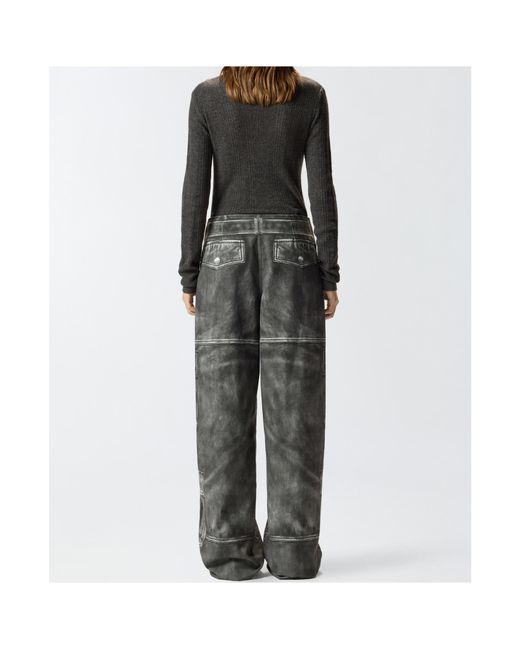 Pinko Gray Distresses Straight Trousers