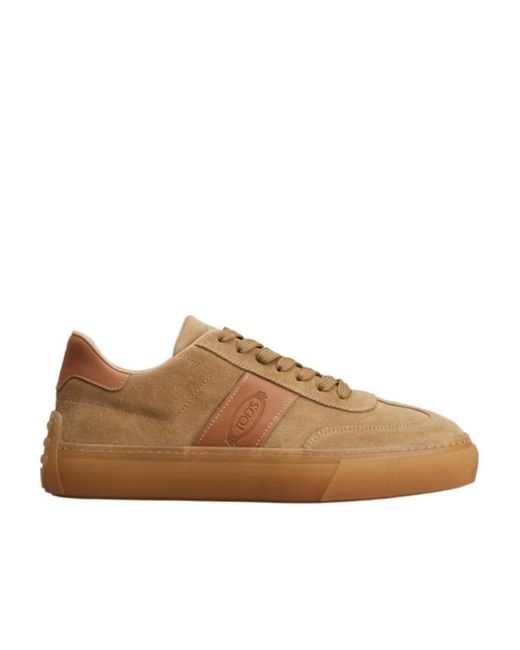Tod's Brown Logo Embossed Panelled Sneakers for men