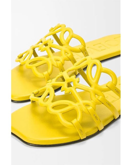 Loewe Yellow X Paula's Ibiza Leather Petal Anagram Slides